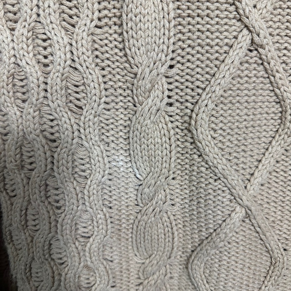 Free People Cable Knit Sweater Tan Oversized Long Sleeve Women's Size M cozy - Picture 4 of 7